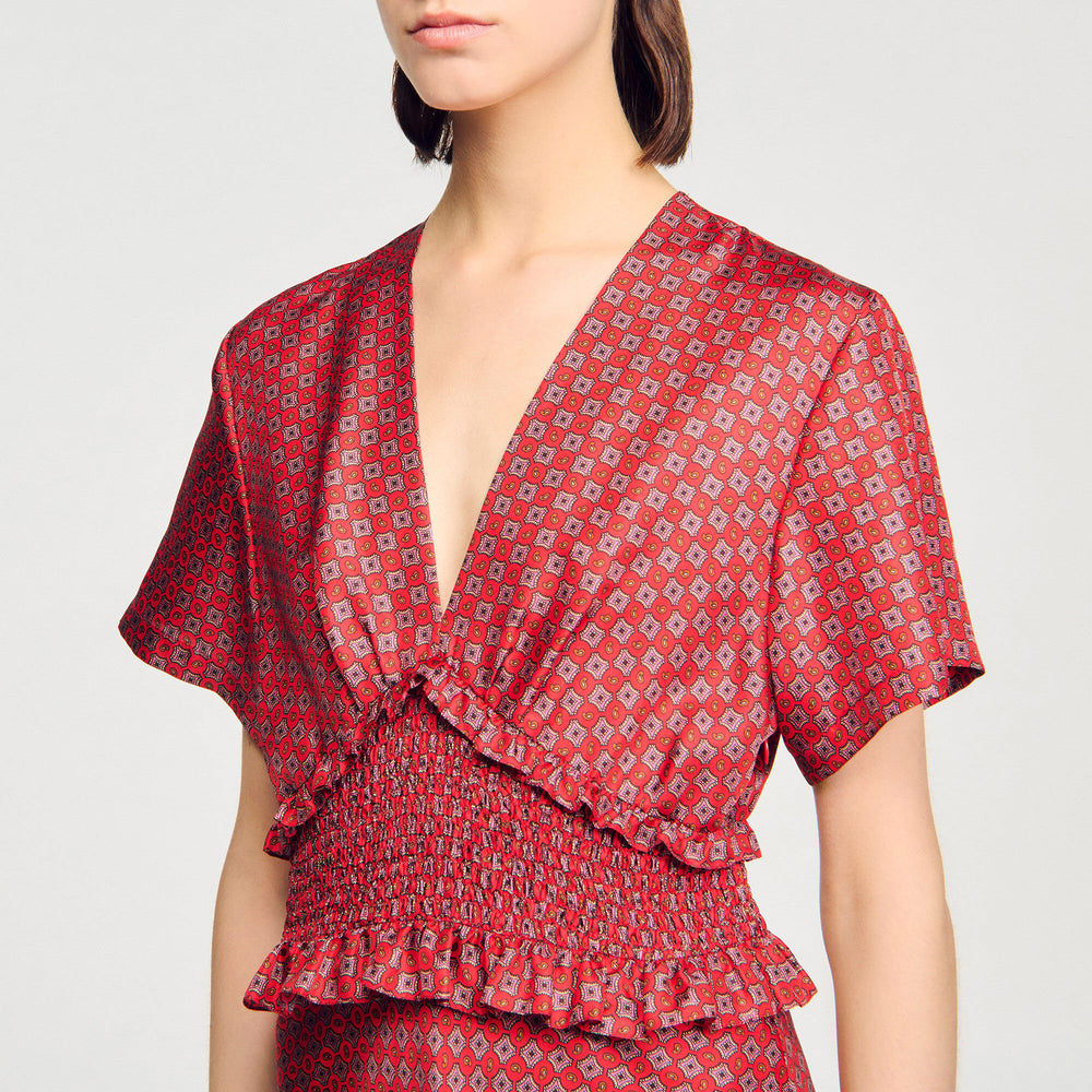Scarf print maxi dress Red / Pink Sandro Women
