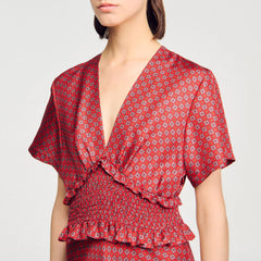 Scarf print maxi dress Red / Pink Sandro Women