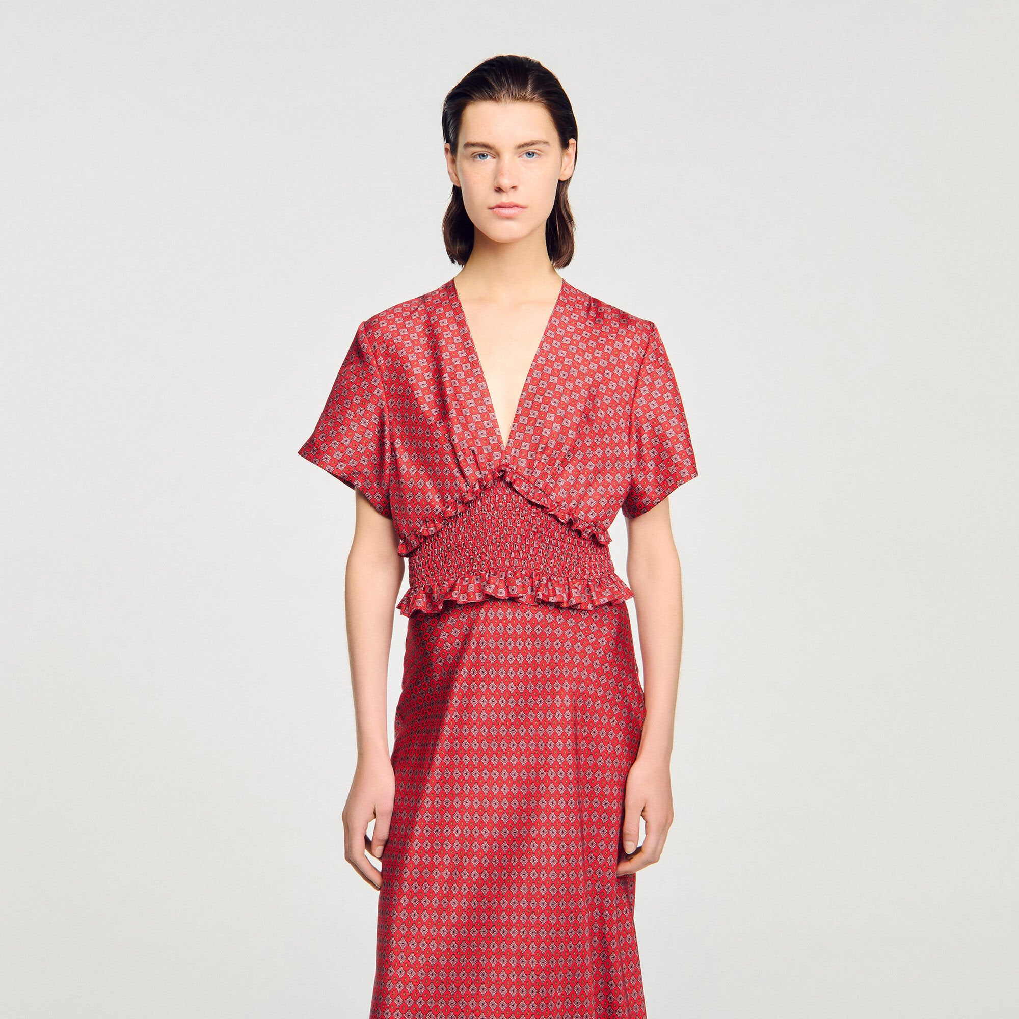Scarf print maxi dress Red / Pink Sandro Women