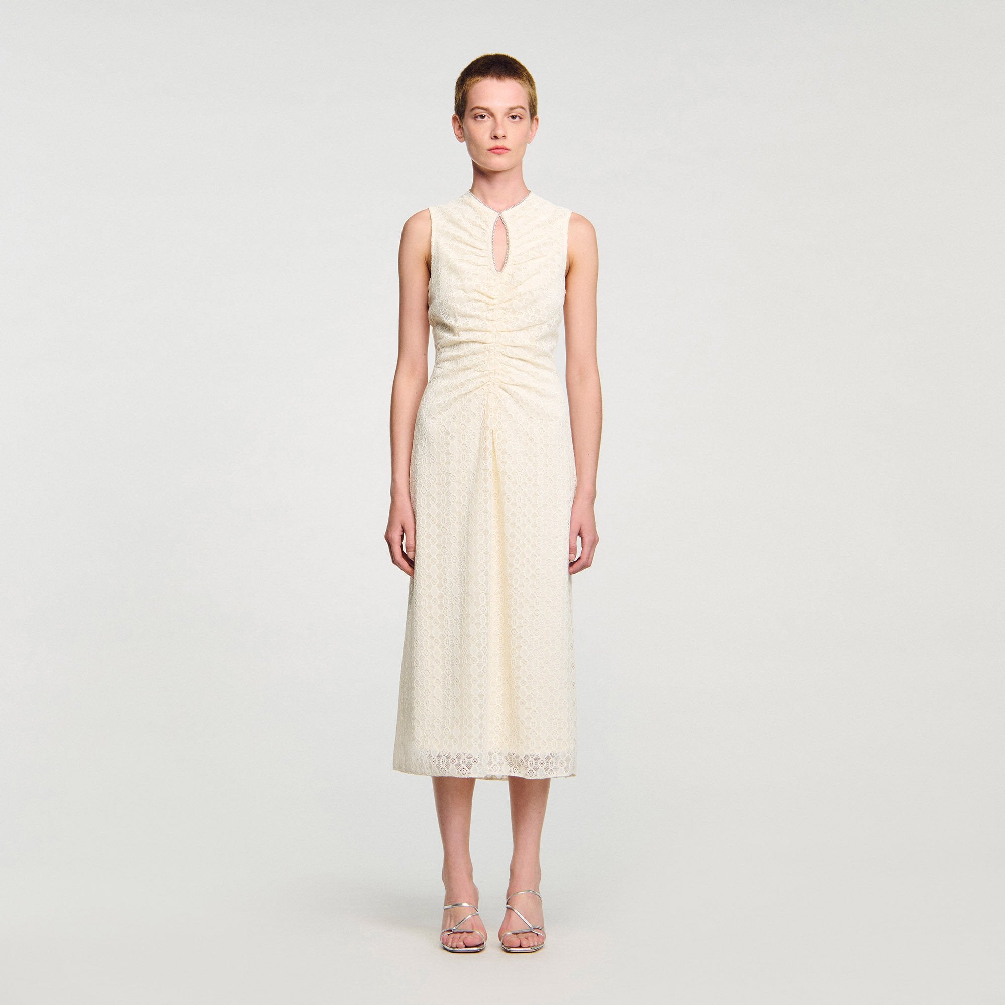 Lace keyhole maxi dress Ecru Sandro Women