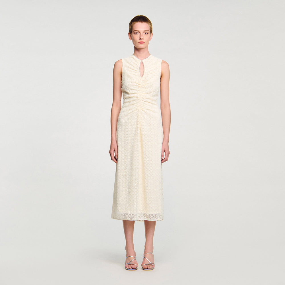 Lace keyhole maxi dress Ecru Sandro Women