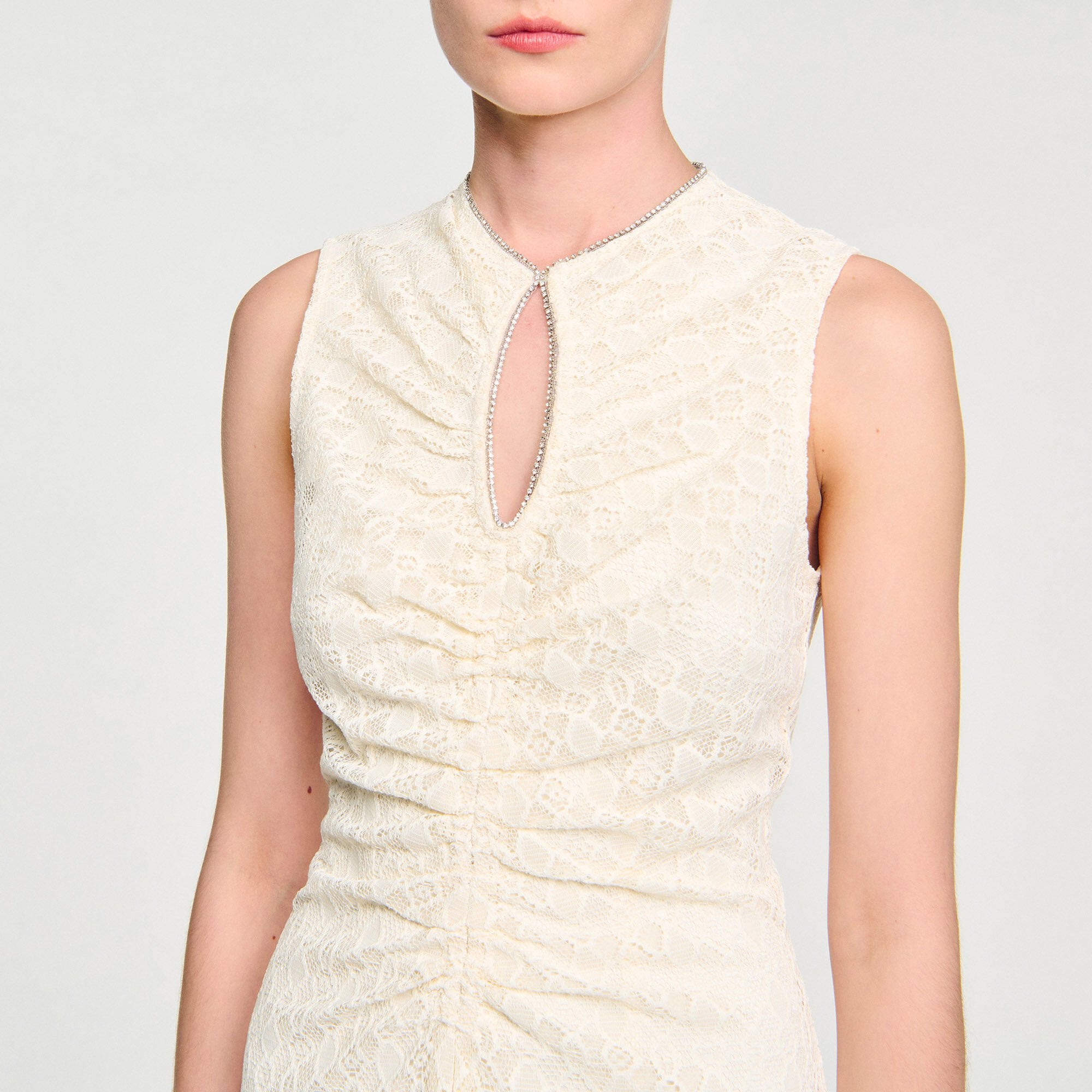 Lace keyhole maxi dress Ecru Sandro Women