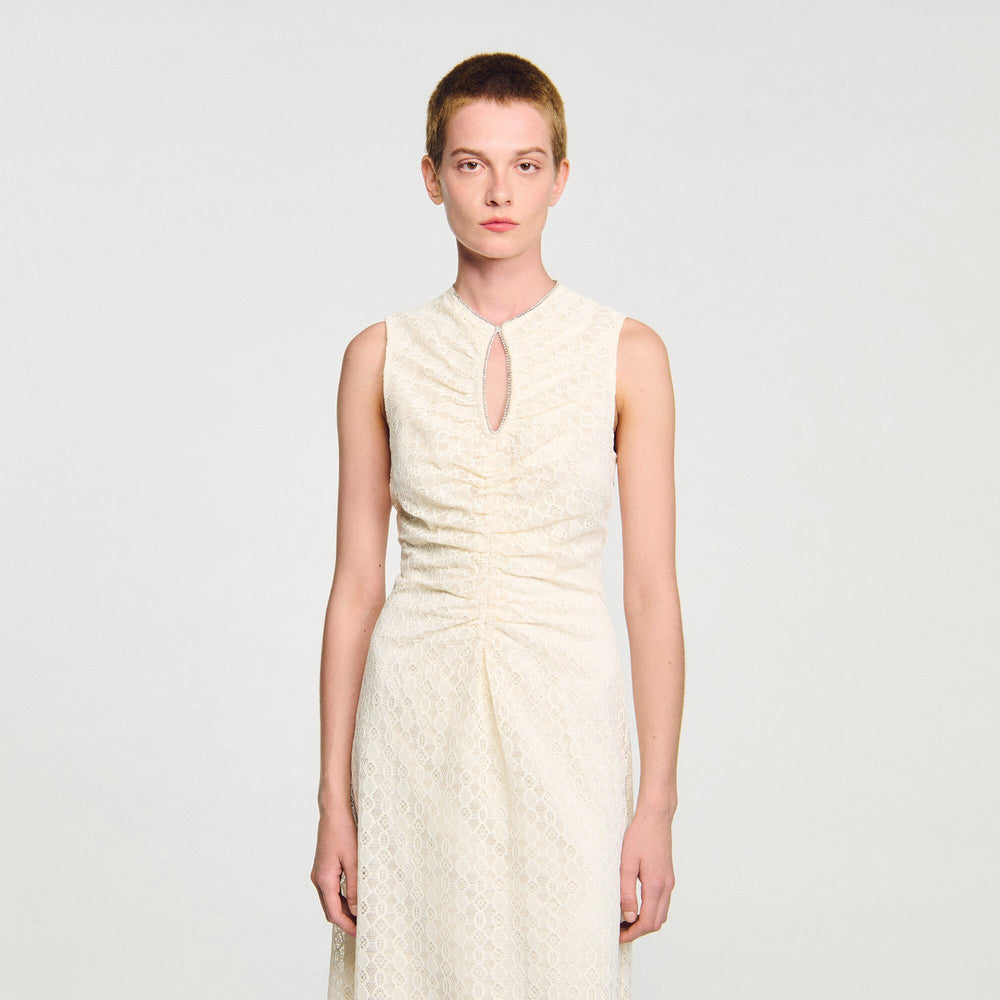Lace keyhole maxi dress Ecru Sandro Women
