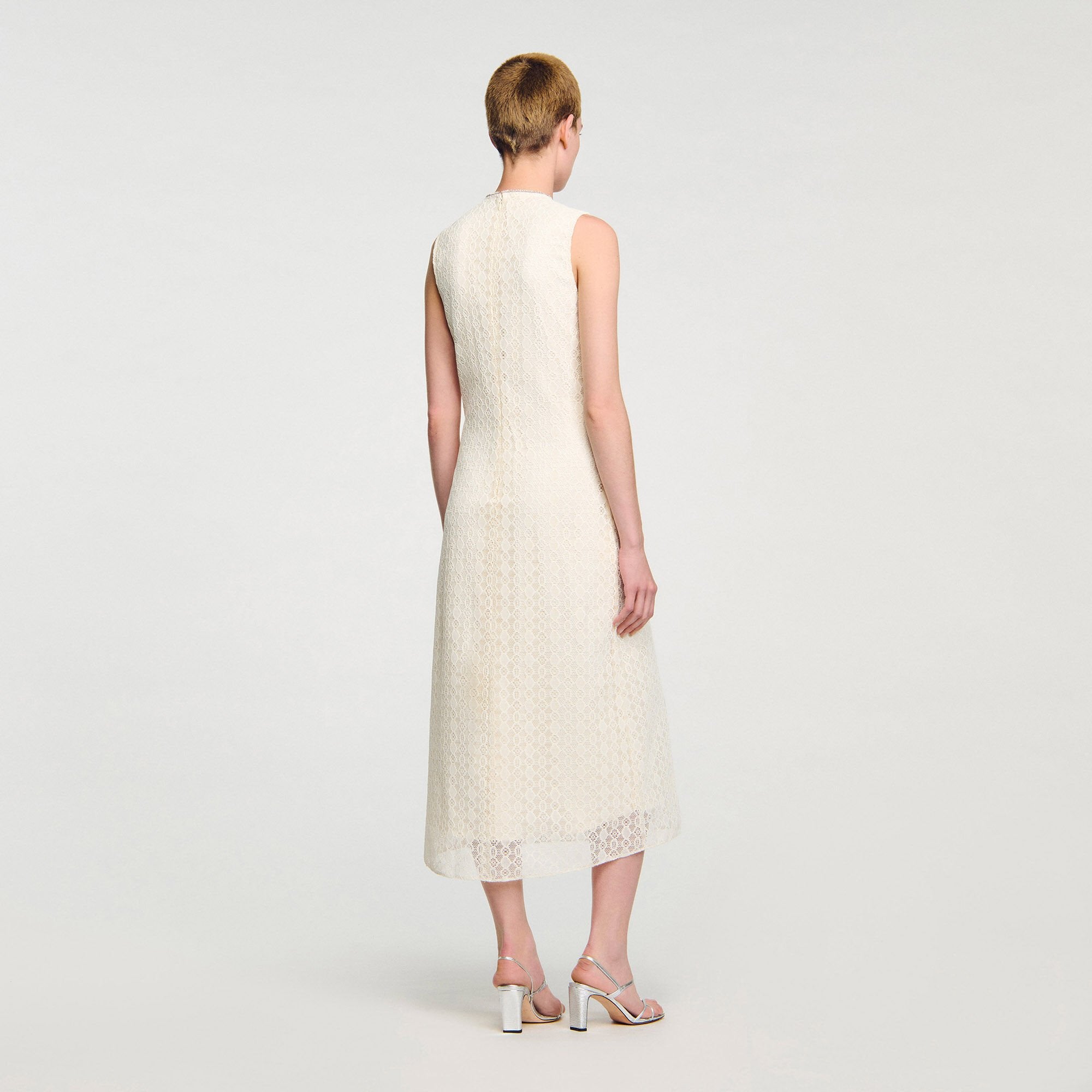 Lace keyhole maxi dress Ecru Sandro Women