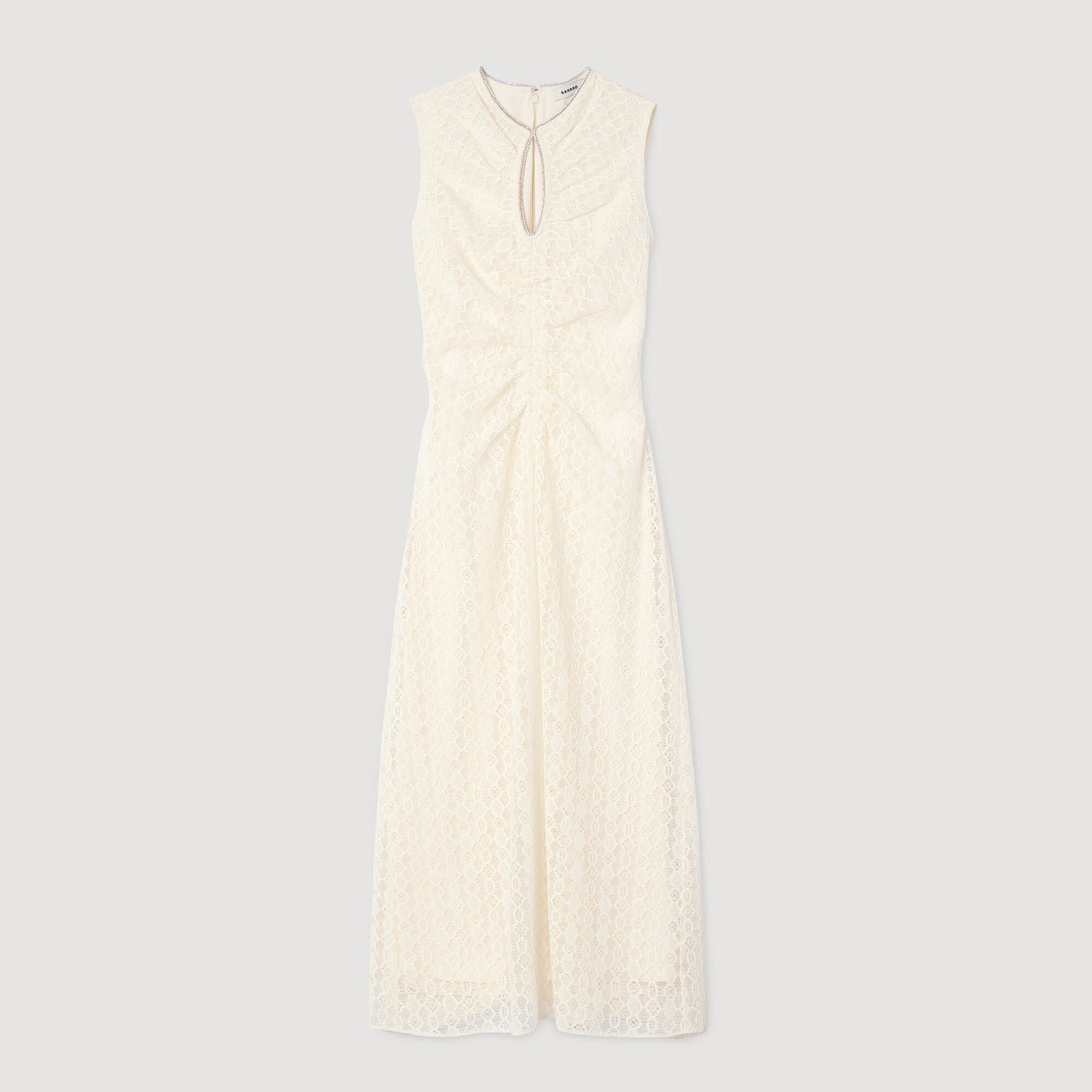 Lace keyhole maxi dress Ecru Sandro Women