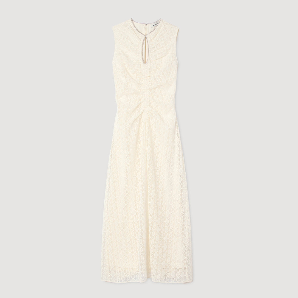 Lace keyhole maxi dress Ecru Sandro Women