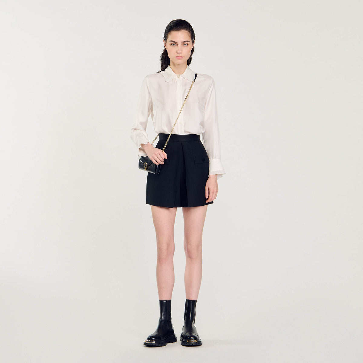 High-waisted shorts with buttons Black Sandro Women