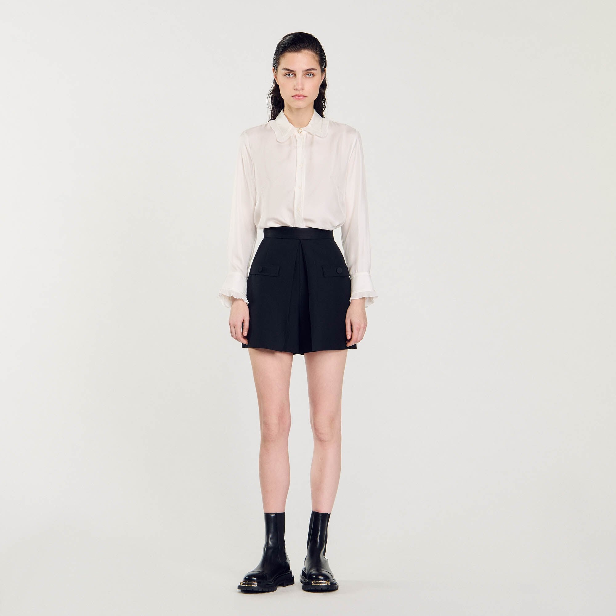 High-waisted shorts with buttons Black Sandro Women