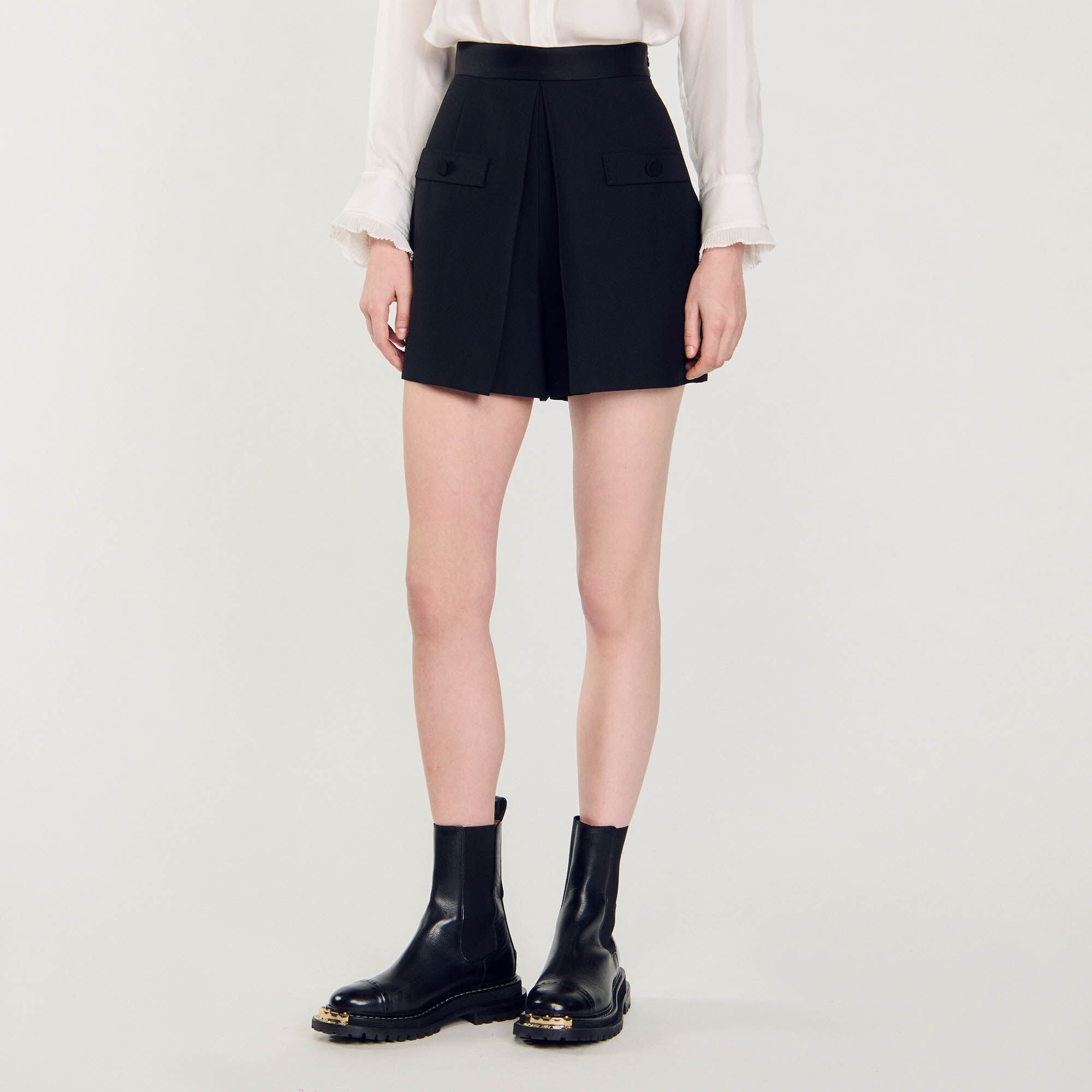 High-waisted shorts with buttons Black Sandro Women
