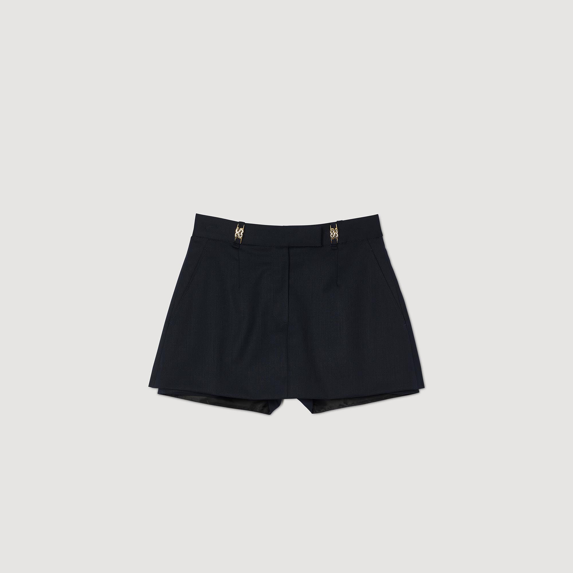 Skort with decorative belt loops Navy Blue Sandro Women