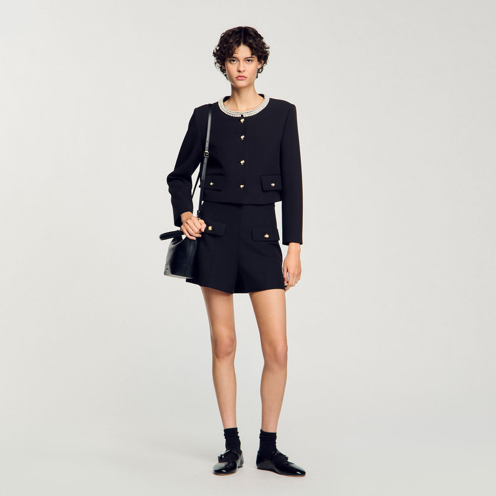 High-waisted shorts Black Sandro Women