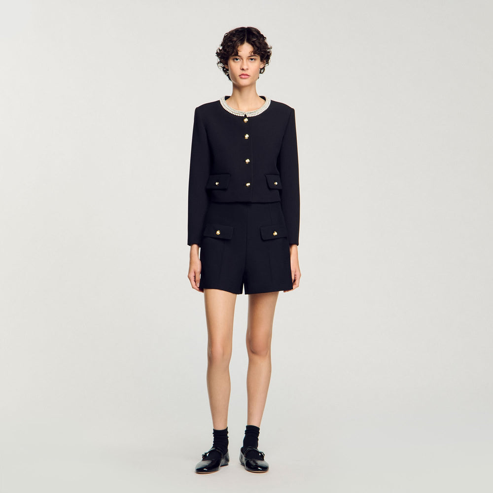 High-waisted shorts Black Sandro Women