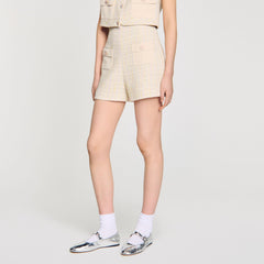 Decorative tweed shorts Yellow / Ecru Sandro Women
