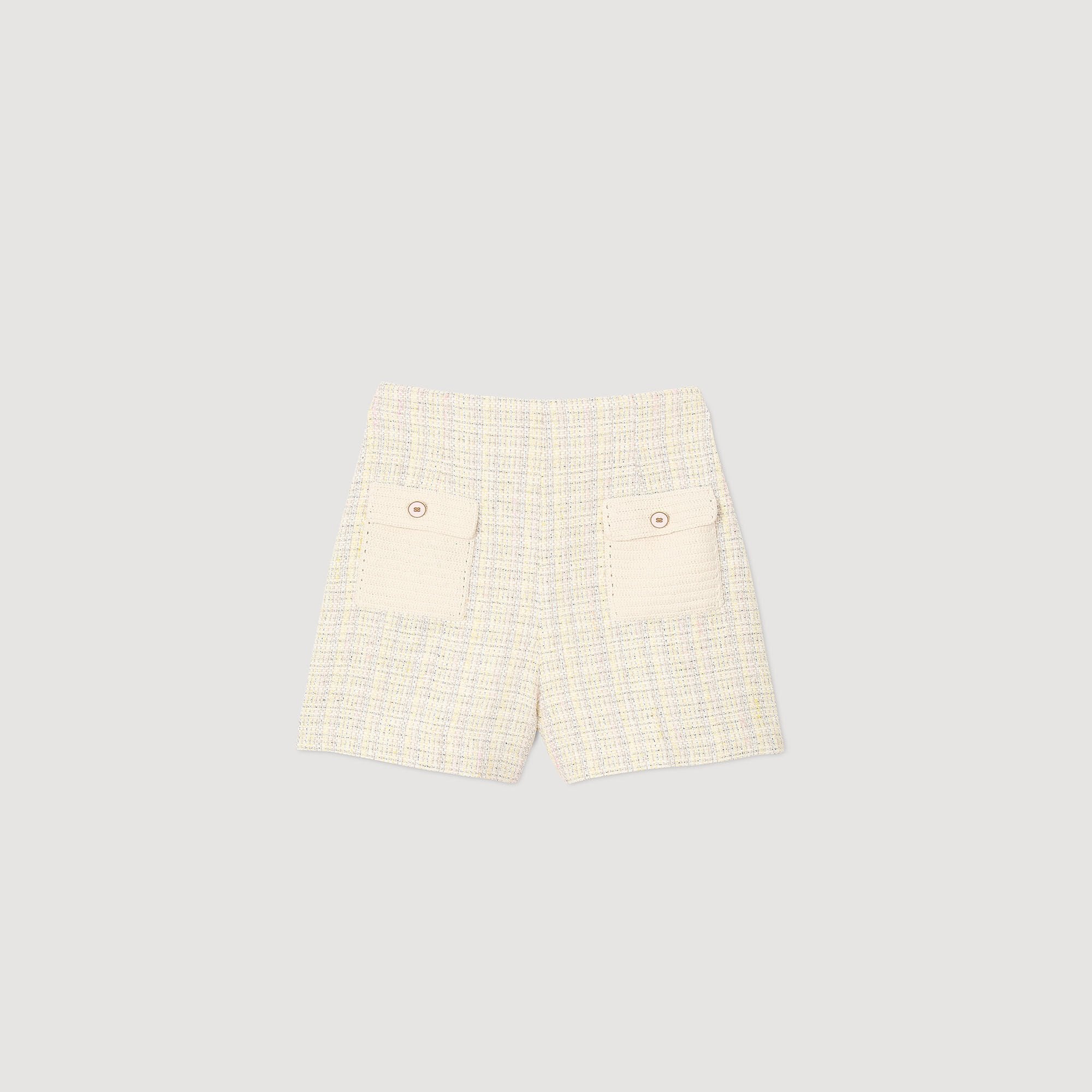 Decorative tweed shorts Yellow / Ecru Sandro Women