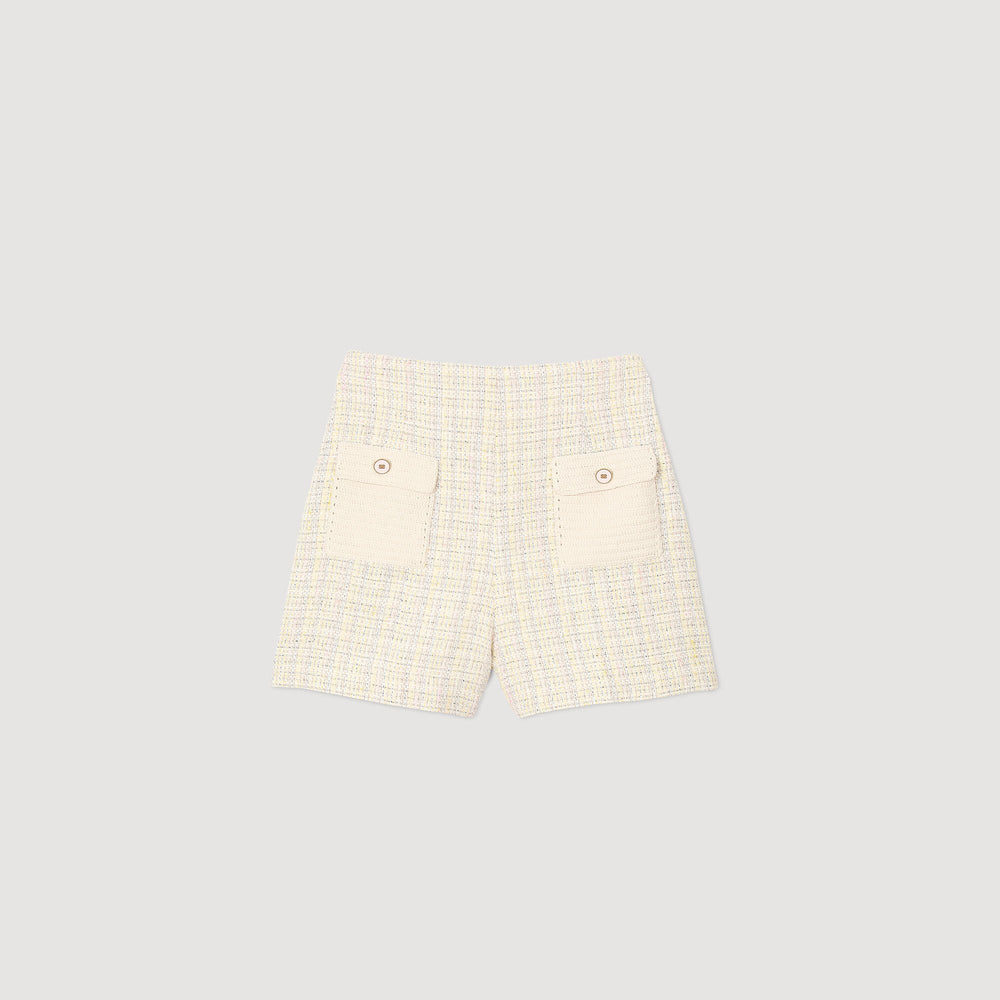 Decorative tweed shorts Yellow / Ecru Sandro Women