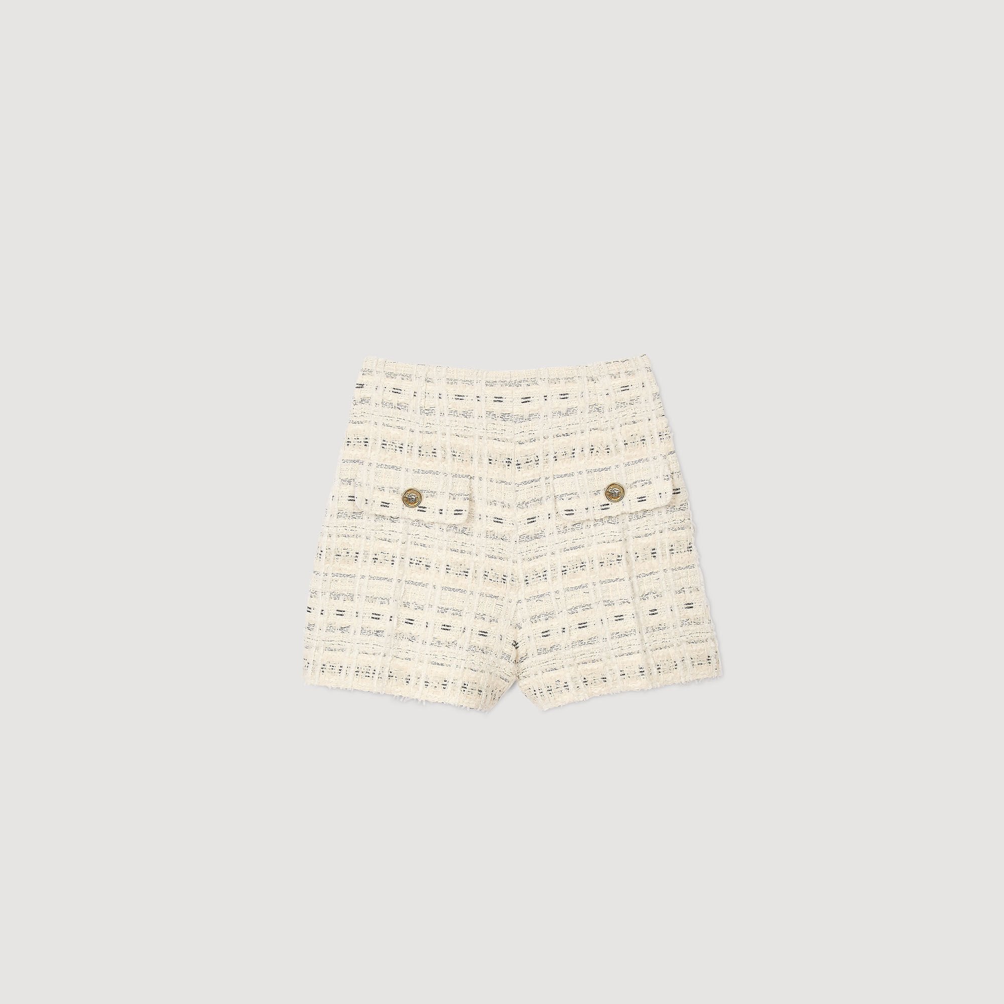 Decorative tweed shorts Ecru / Lurex Sandro Women
