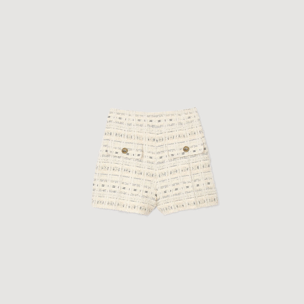 Decorative tweed shorts Ecru / Lurex Sandro Women