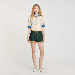 Two-tone drawstring waist shorts Bottle Green Sandro Women