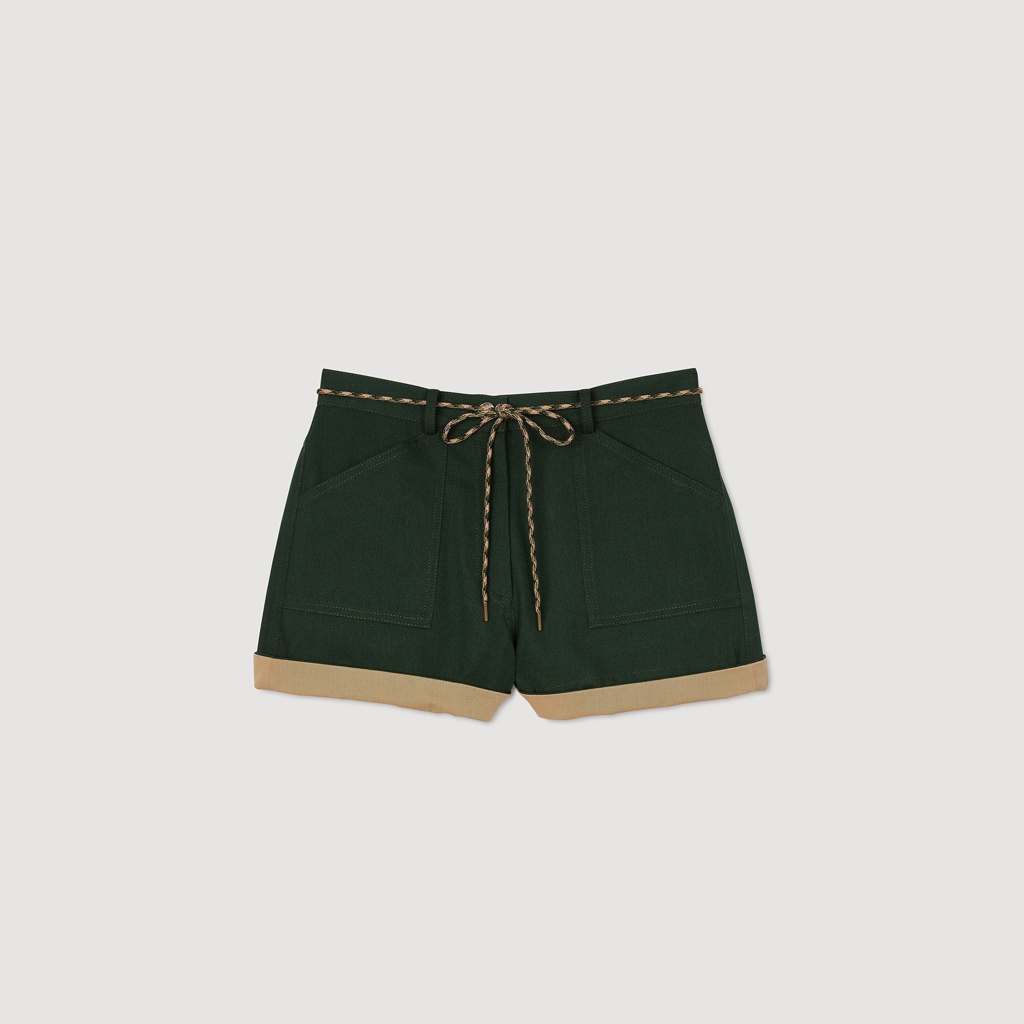 Two-tone drawstring waist shorts Bottle Green Sandro Women