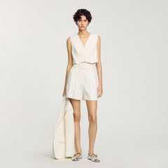 Sequin high-waisted shorts Ecru Sandro Women