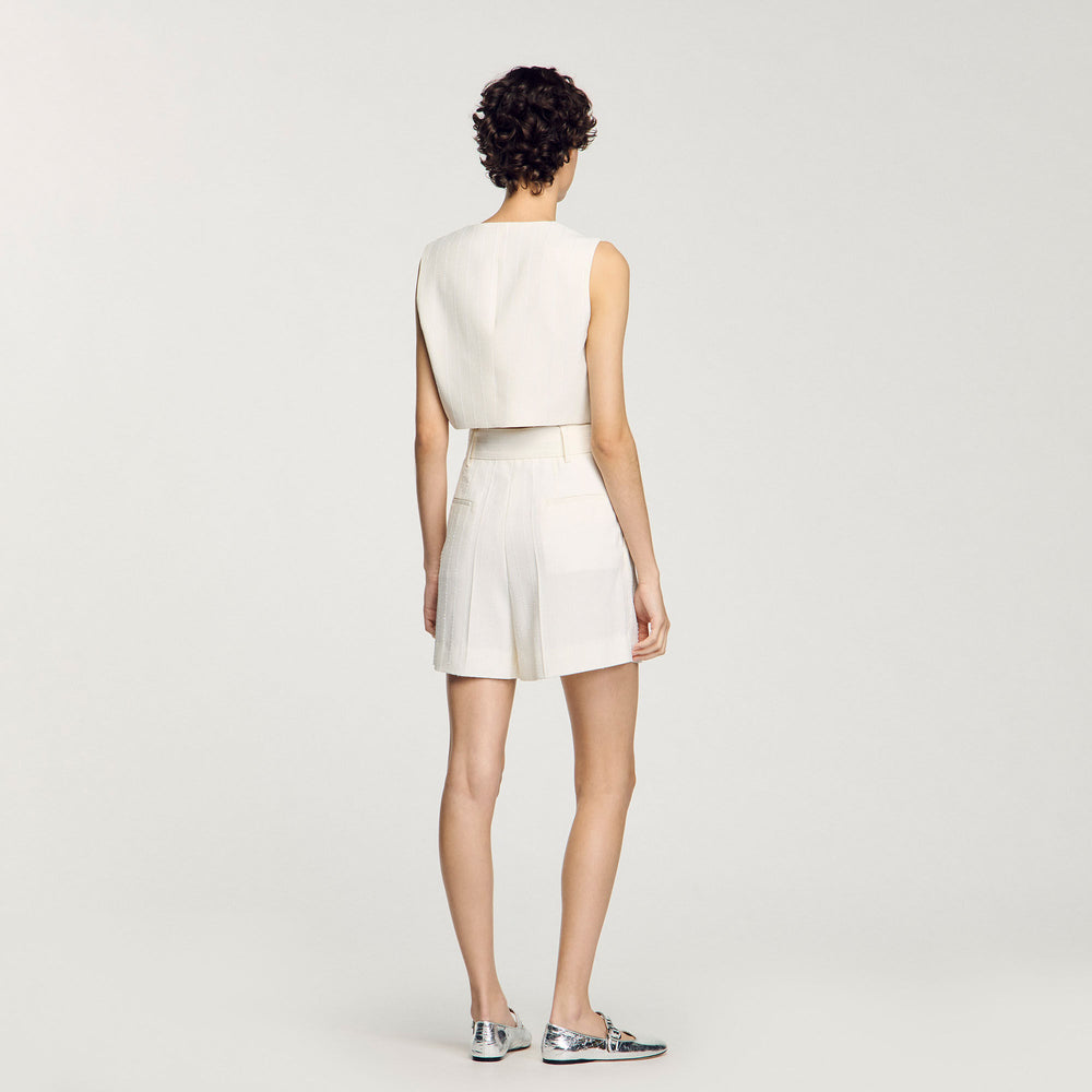 Sequin high-waisted shorts Ecru Sandro Women