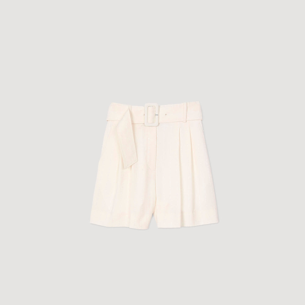 Sequin high-waisted shorts Ecru Sandro Women