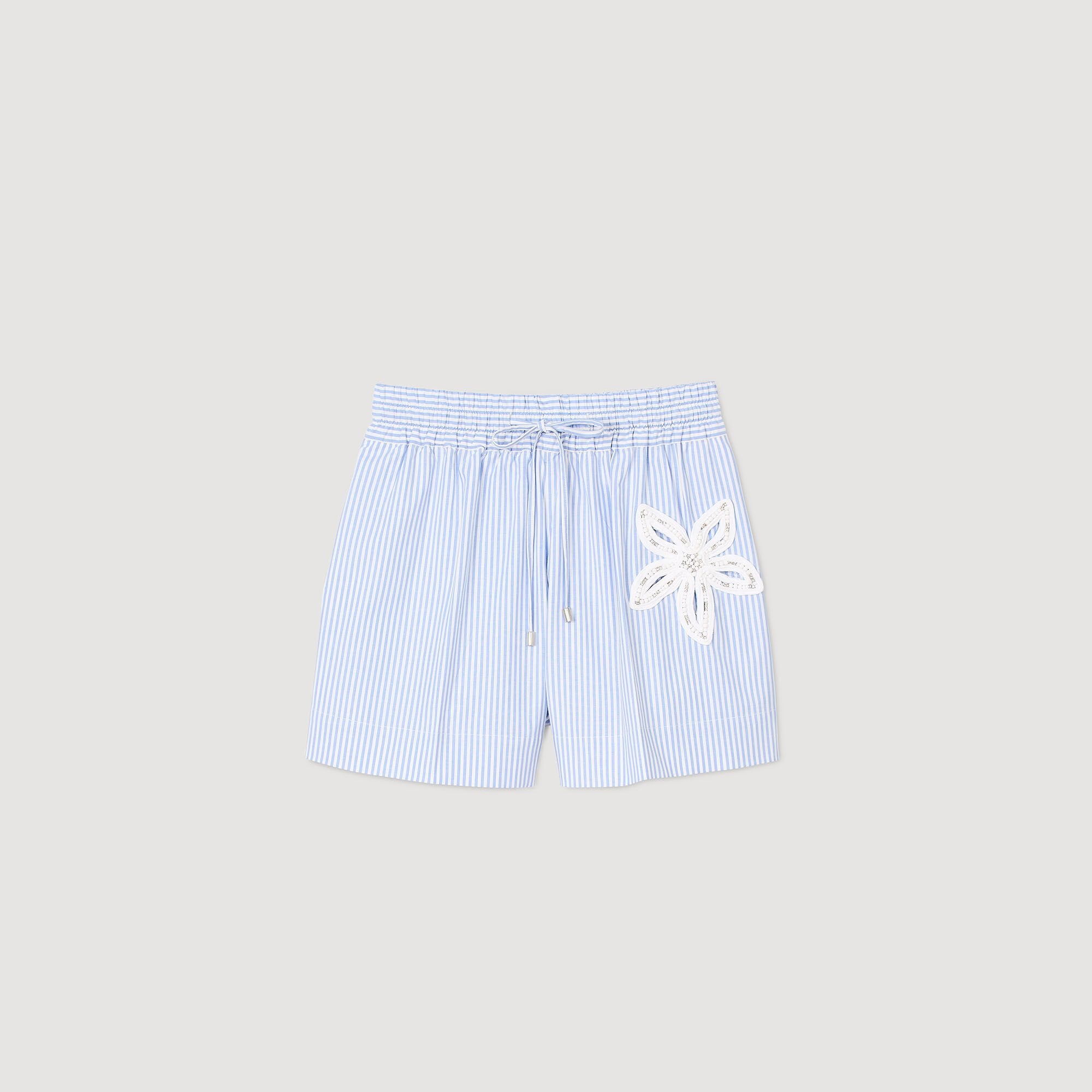 Striped shorts with flower detail Sky Blue Sandro Women