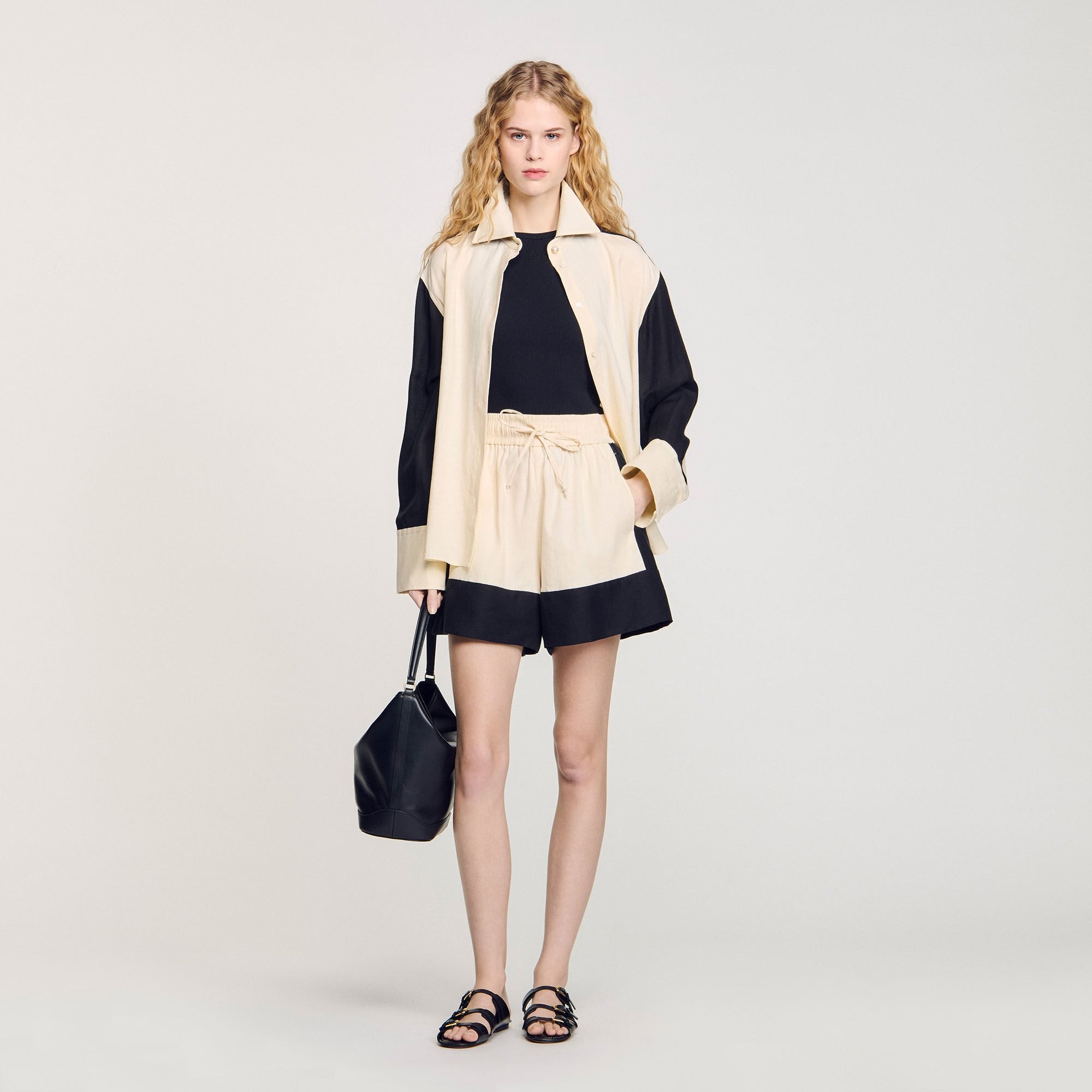 Two-tone shorts Ecru Sandro Women