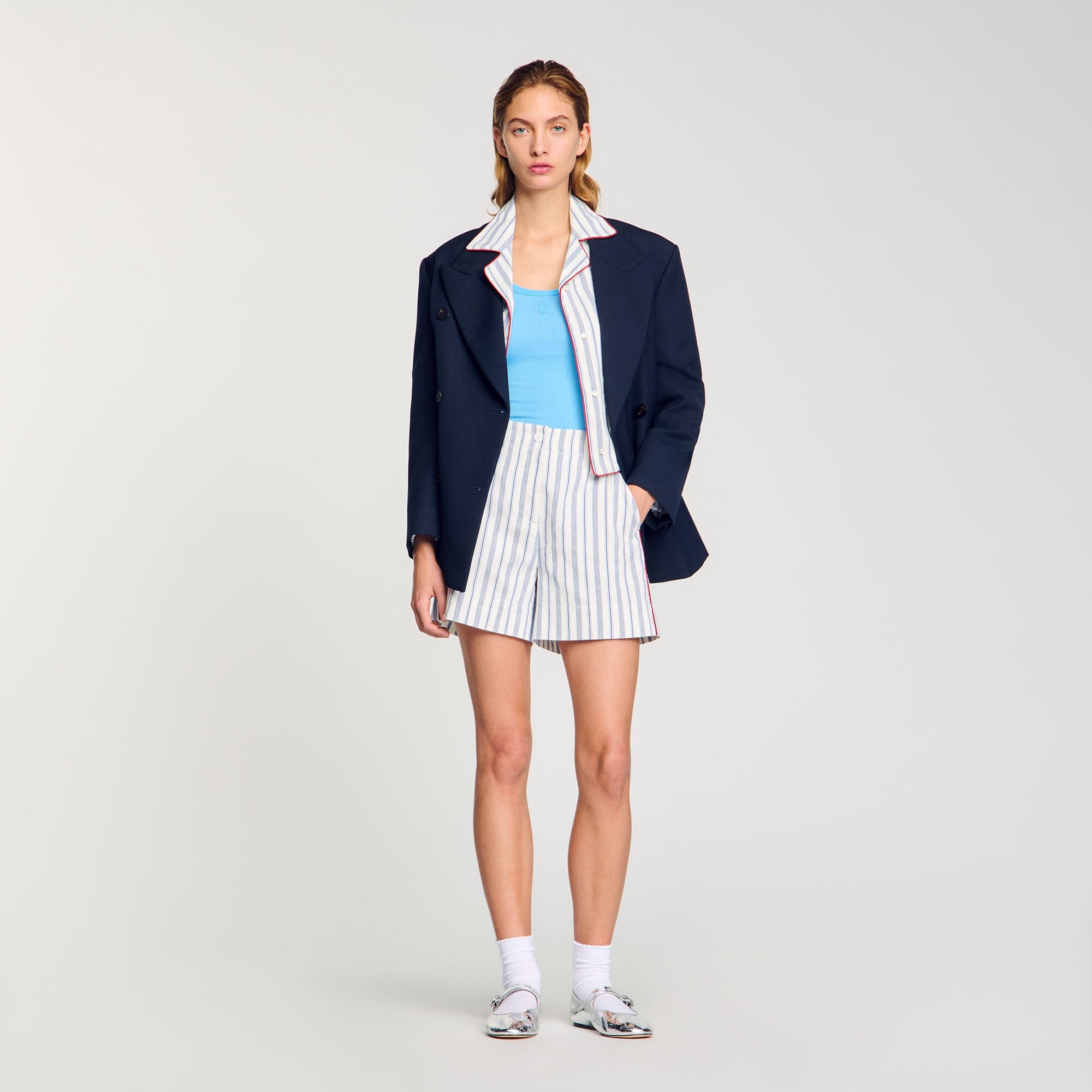 Striped shorts Blue / Ecru Sandro Women