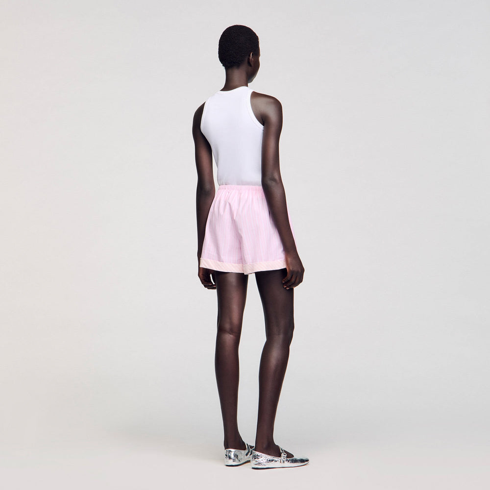 Rhinestone striped shorts Pink Sandro Women