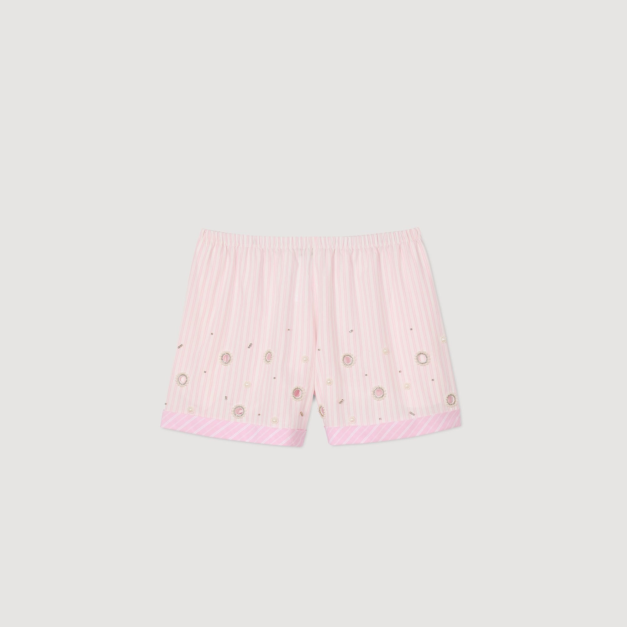 Rhinestone striped shorts Pink Sandro Women
