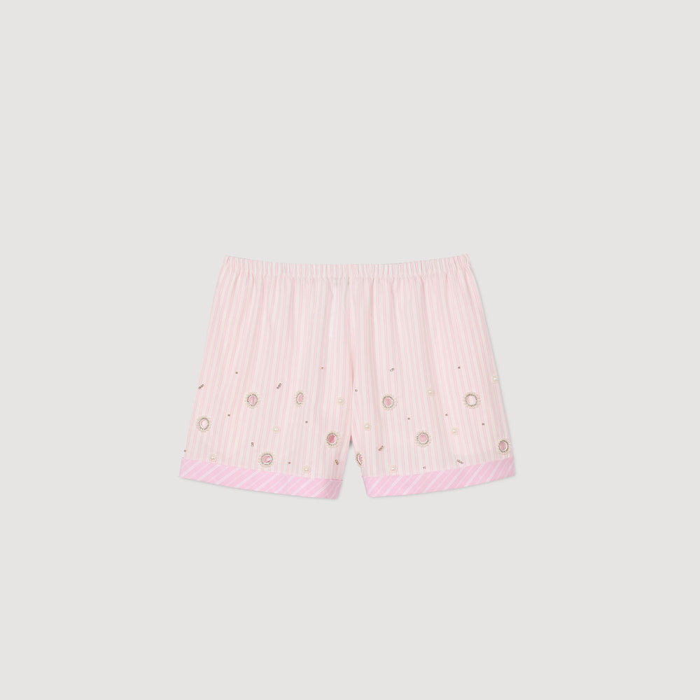 Rhinestone striped shorts Pink Sandro Women