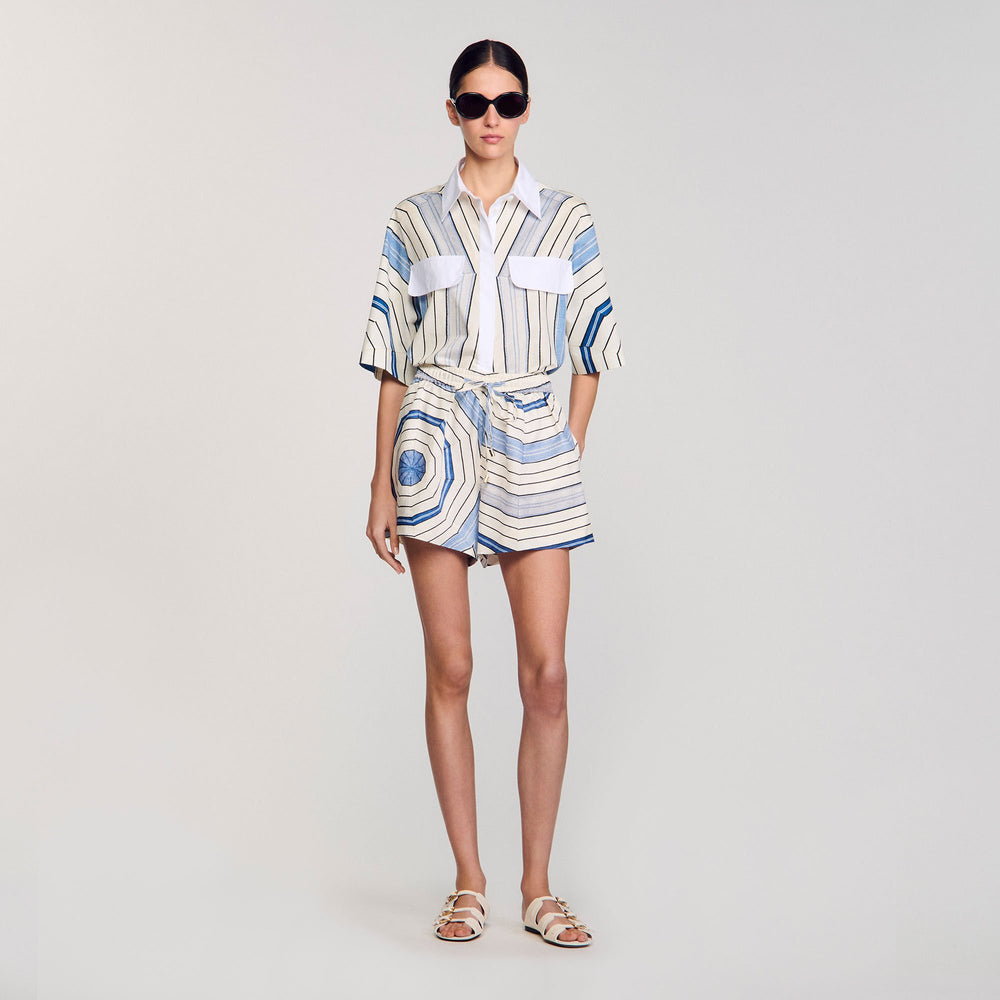 Spiral-motif shorts Sky Blue Sandro Women