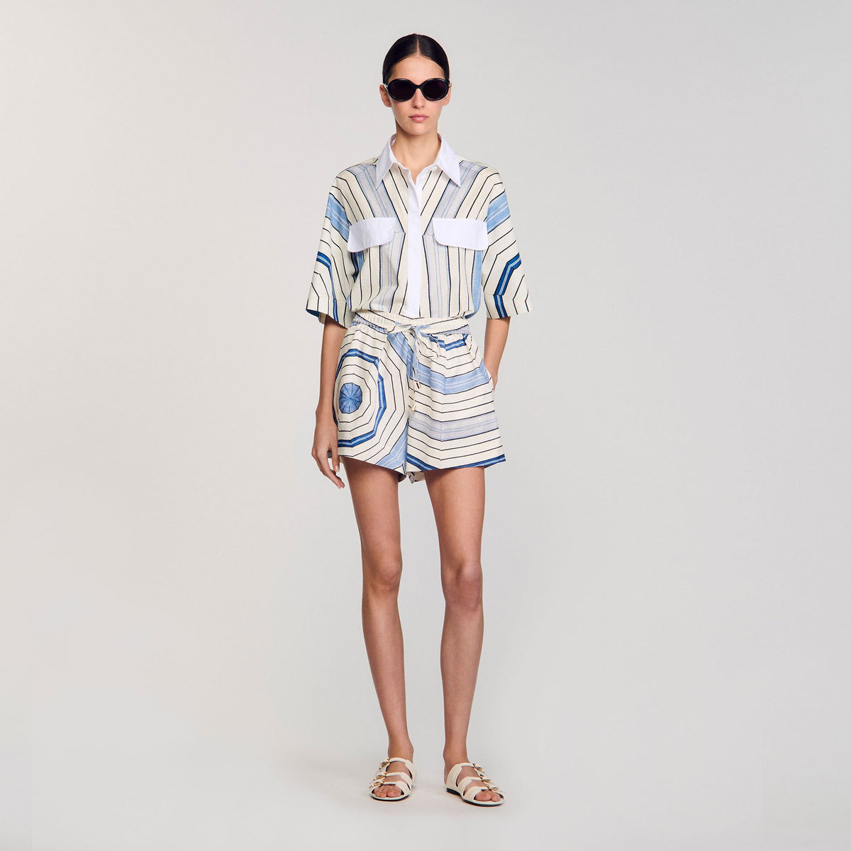 Spiral-motif shorts Sky Blue Sandro Women