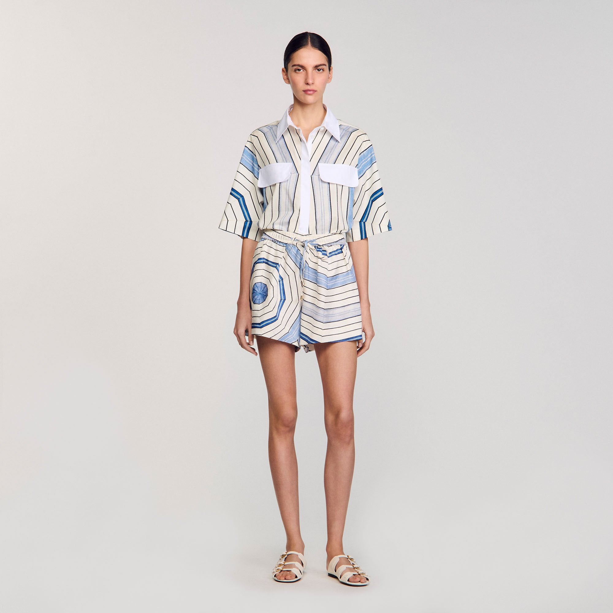 Spiral-motif shorts Sky Blue Sandro Women