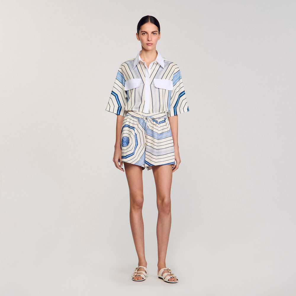 Spiral-motif shorts Sky Blue Sandro Women