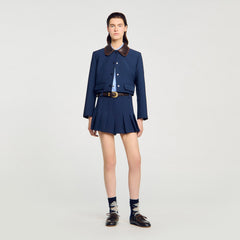 Tailored pleated shorts Navy Blue Sandro Women