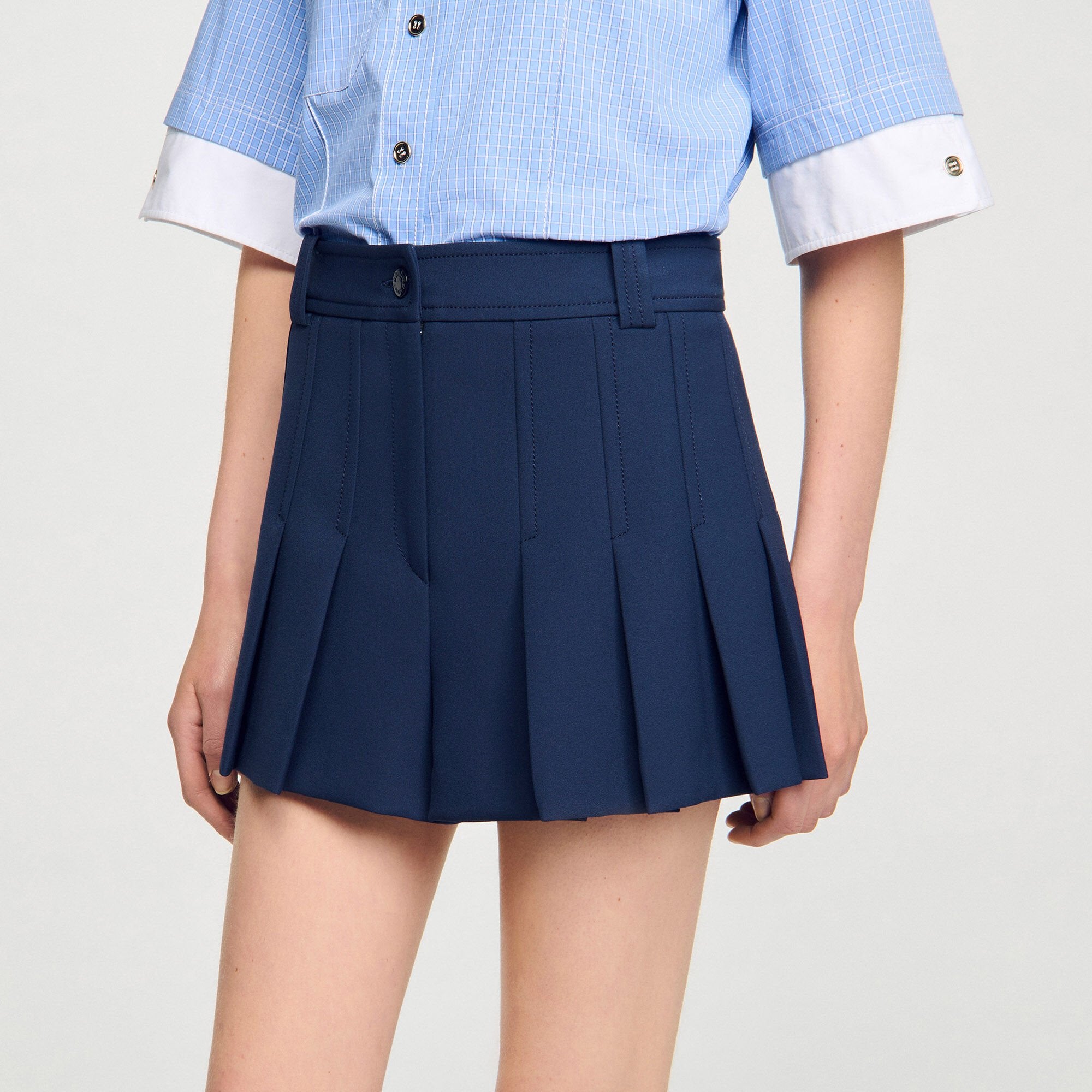 Tailored pleated shorts Navy Blue Sandro Women