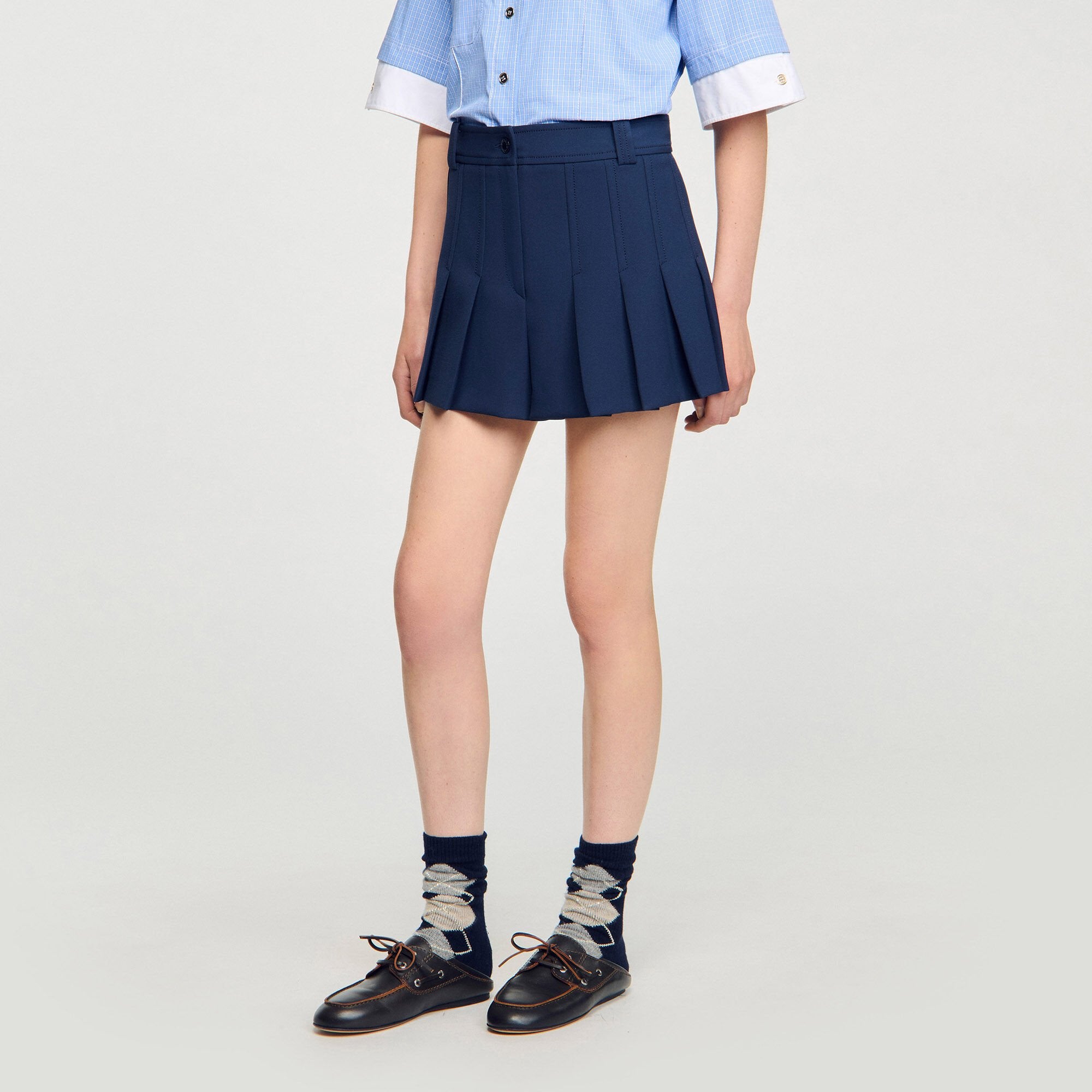 Tailored pleated shorts Navy Blue Sandro Women