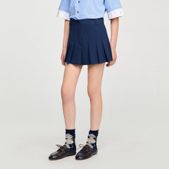 Tailored pleated shorts Navy Blue Sandro Women
