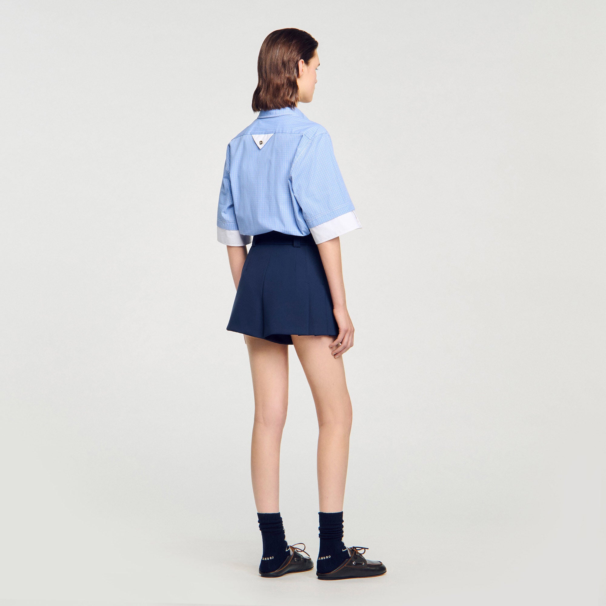 Tailored pleated shorts Navy Blue Sandro Women