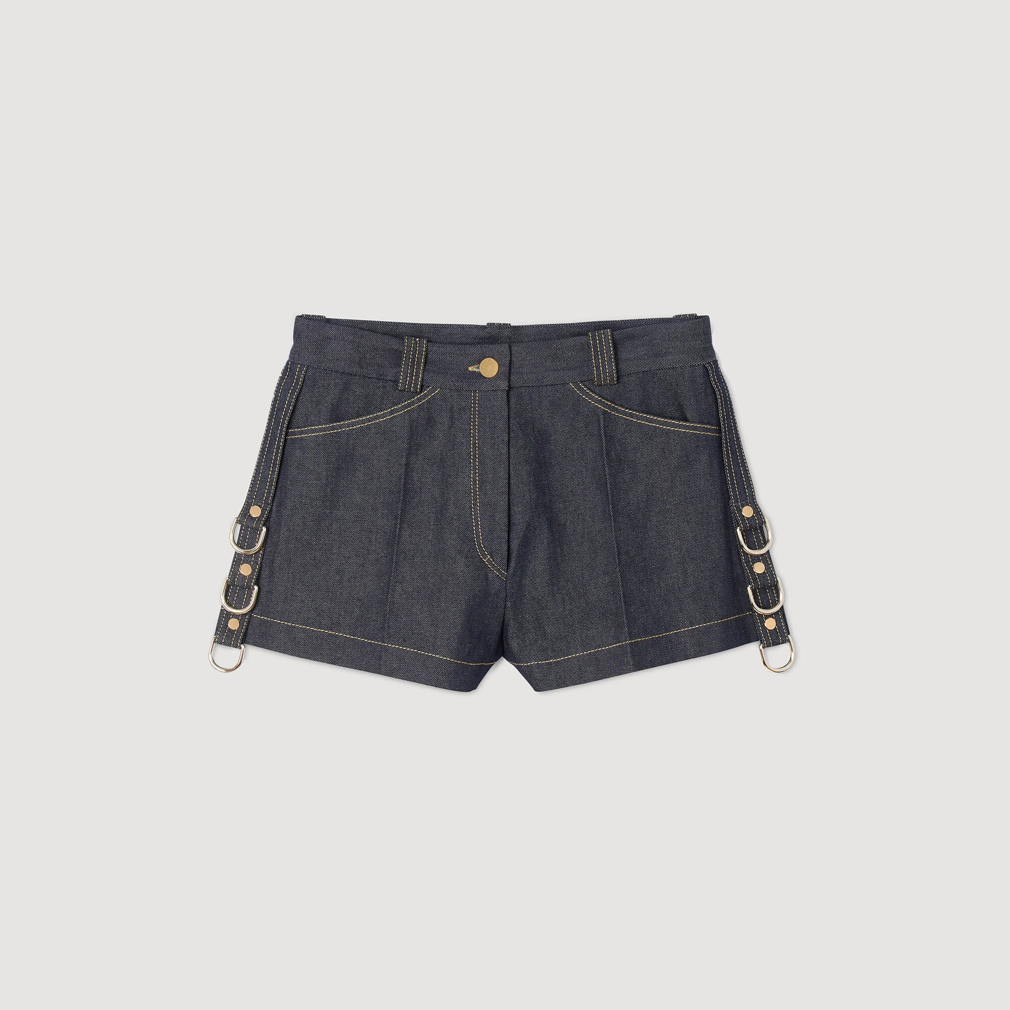 Denim belt loop shorts Deep Blue Sandro Women