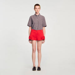 Flared ruffled shorts Red Sandro Women