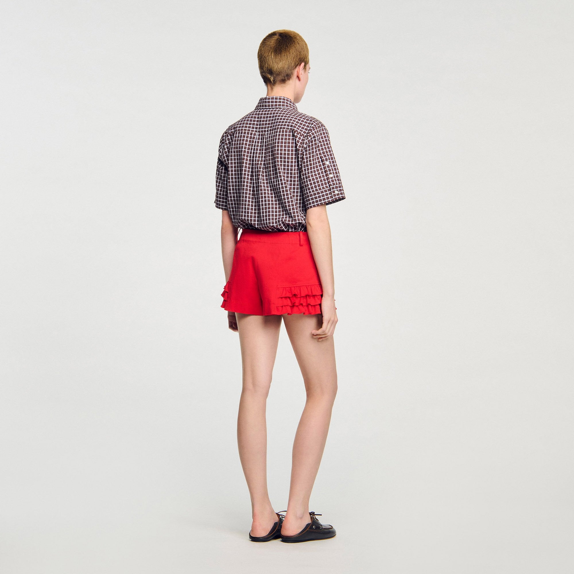Flared ruffled shorts Red Sandro Women