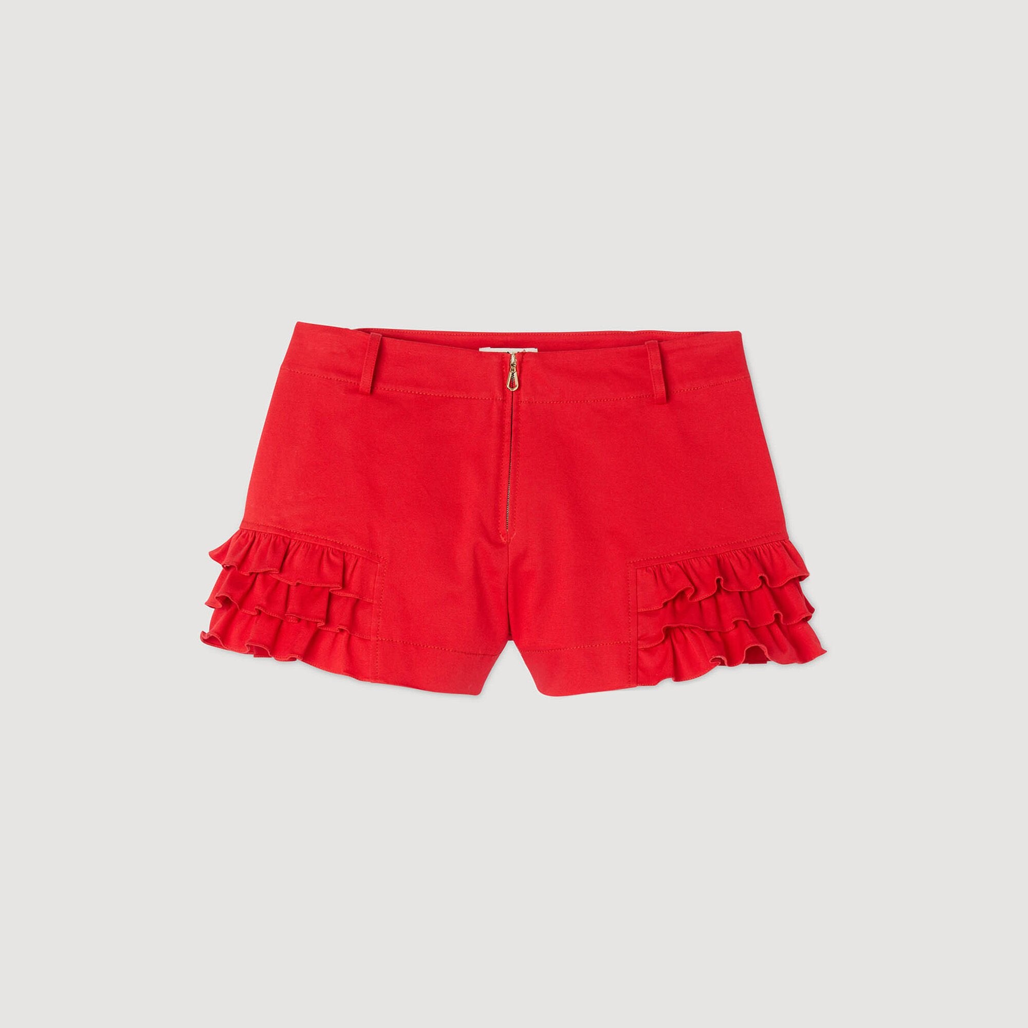 Flared ruffled shorts Red Sandro Women