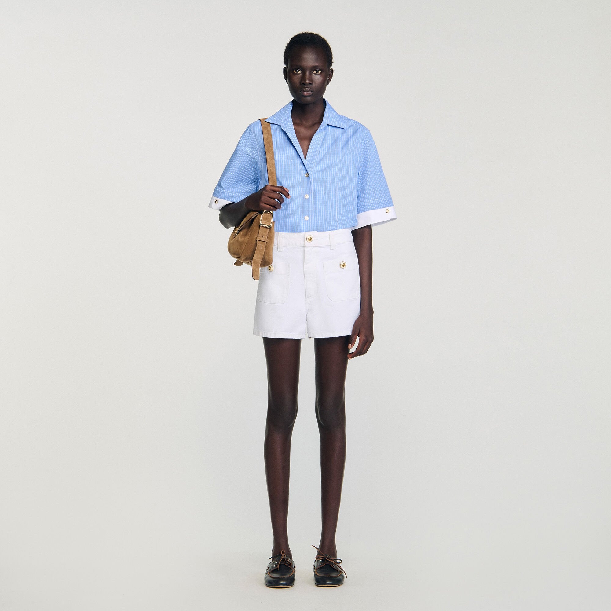 High waist denim shorts White Sandro Women