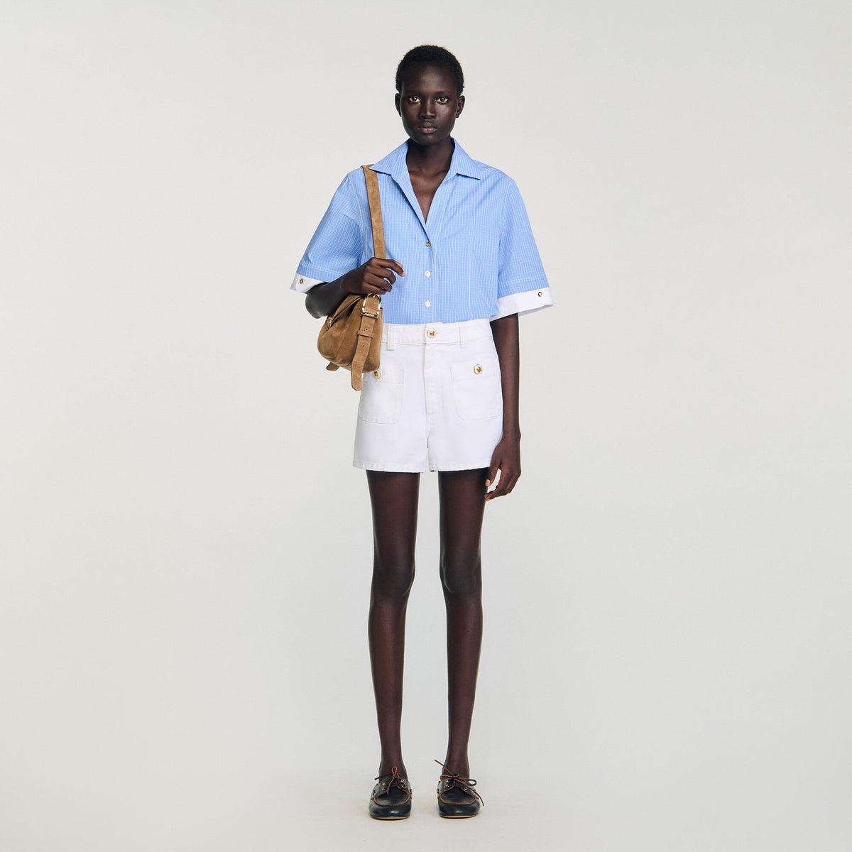 High waist denim shorts White Sandro Women