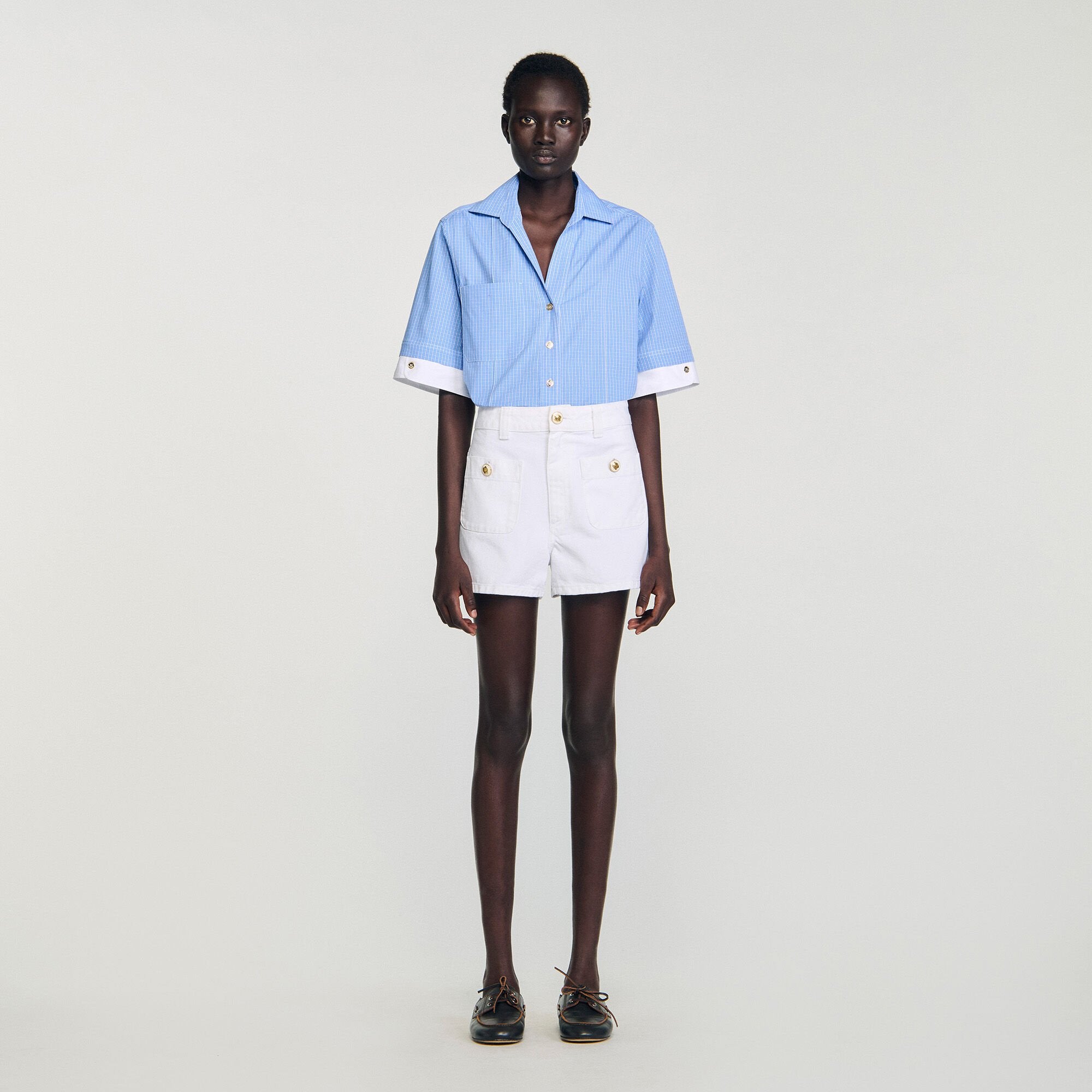 High waist denim shorts White Sandro Women