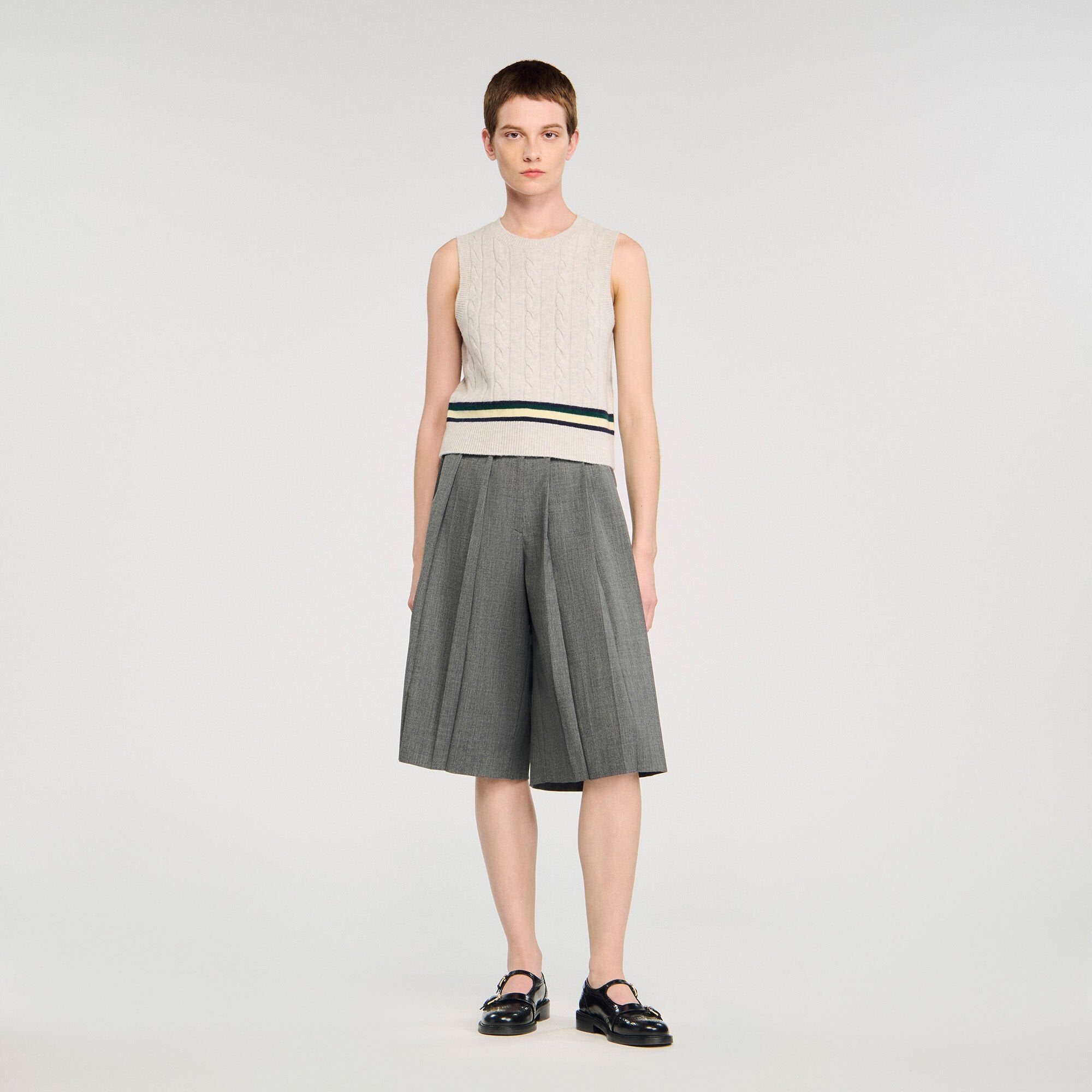 Pleated long shorts Grey Sandro Women