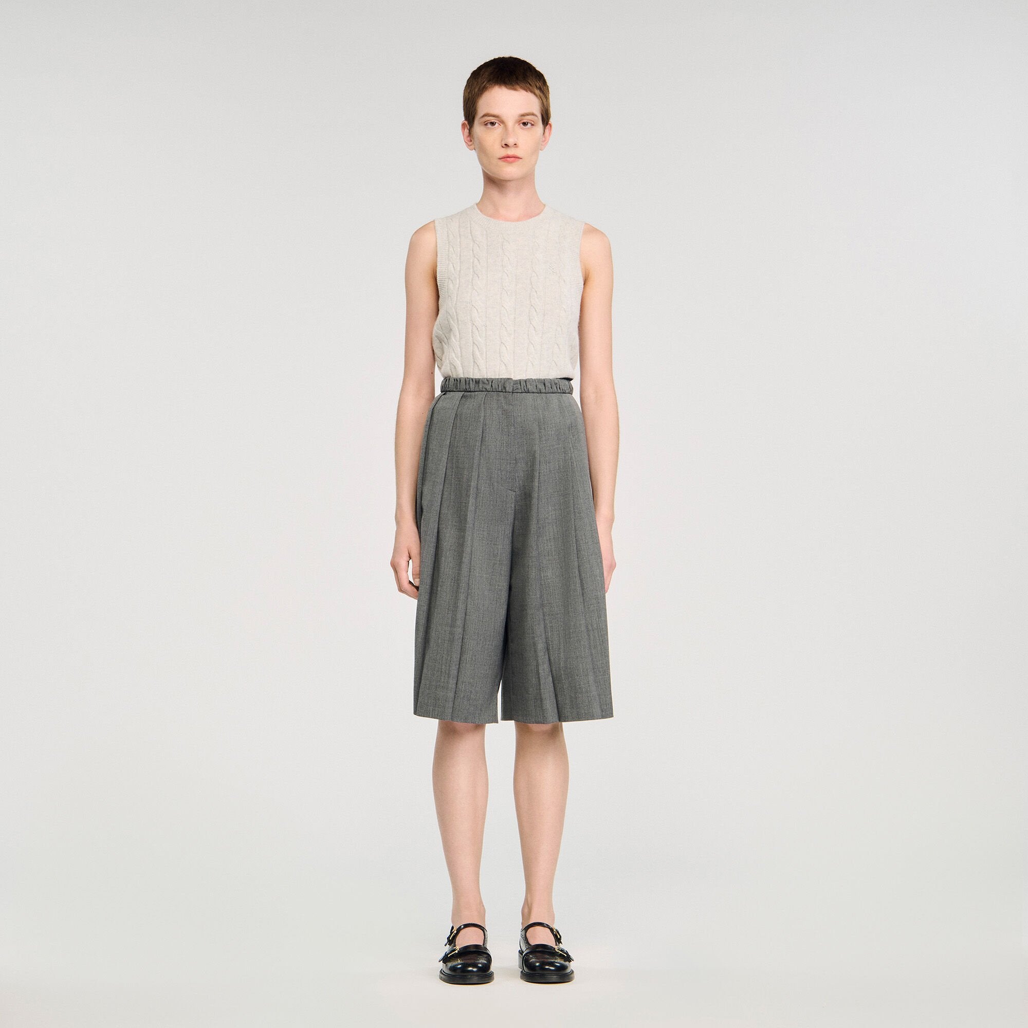 Pleated long shorts Grey Sandro Women